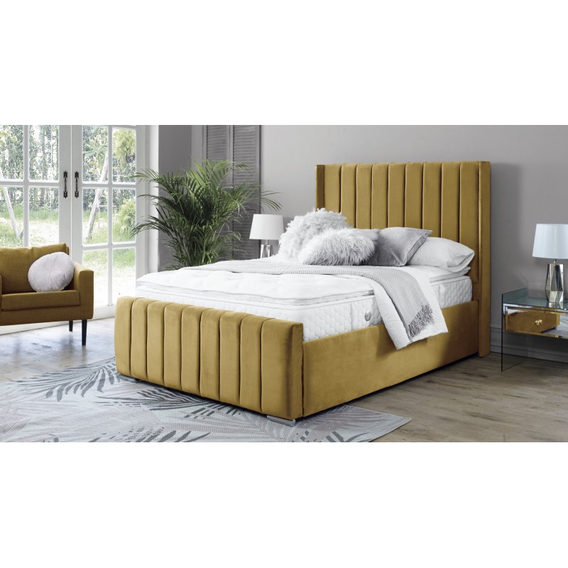 Araz Velvet Mustard 3ft Ottoman Bed